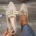 women's Look Slim, Pointed, Flat. Large Size Flat Sole Single Shoes Women, Woven Woven, With A Butterfly Bow On One Foot_vogvips.com