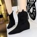 6632-11 Retro Korean Style Height-Increasing Short For Women, Slimming And Versatile, Suede With Back Zipper, Winter_vogvips.com