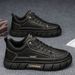 Men's Casual Leather Shoes Thick Soles All-In-One Work Board Shoes Low Sports Men's Shoes_vogvips.com