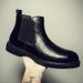 Chelsea Boots Men's Style One-pedal Polished Soft Leather Men's Boots Medium Top Short Boots Men's Shoes Martin Boots_vogvips.com