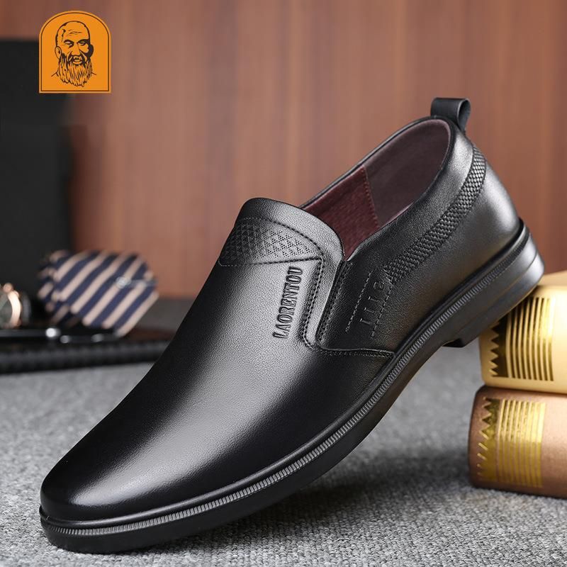 Euro Step Old Man Head Men's Autumn Slip-On Genuine Business Casual Soft Sole Dad One-Push Leather Shoes 117052_vogvips.com