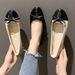 Korean Fashion Large Size Women's Casual Shoes Round Toe Flat Set Foot Bow Detail Synthetic Upper_vogvips.com