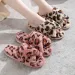 Leopard Print Cross Open Toe Autumn Winter Women's Warm Home Furry Slippers_vogvips.com