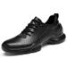 Men's Summer Perforated Breathable Casual Shoes Genuine Cowhide Upper Front Lace up Sports Mesh Chunky Fashion Single Shoes_vogvips.com