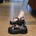 Chinese-style Green Thick-soled Roman Sandals For Women, 6cm Height Increase, Versatile New Model, Size 34, Small Size,_vogvips.com