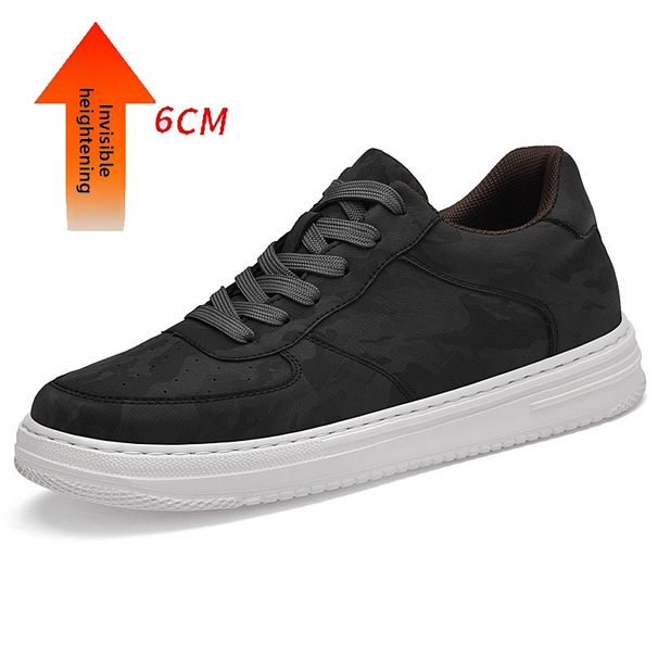 Men's Shoes Inner Height-increasing Board Shoes Thick-soled White Shoes Low-top White Cowhide Surface Round Head Sports And Leisure Shoes_vogvips.com