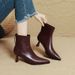 Pointed Toe Short Boots For Women 2025 Autumn Winter New Women's Boots White High Heel Boots Women's Stiletto Mid-Calf French Styl_vogvips.com