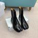 Cowhide Version ~ Niche Genuine Leather Split-Toe Pig's Hoof Shoes Slimming Chunky Heel Mid-Calf Martin Women's ~_vogvips.com