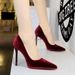 Super High Heel Waterproof Table Women's Shoes Thin Heel Shallow Mouth Pointed Thickened Xishi Suede Shoes_vogvips.com