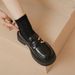 Soft-soled Loafers Women's Single Shoes British Platform-soled One-pedal Leather Shoes_vogvips.com