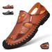 Men Genuine Leather Men's Sandals Durable Handmade Stitching Close Toe Non Slip Shoes For Indoor Outdoor Beach Casual_vogvips.com