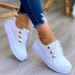 Women's Casual Shoes Leather Lace Up Ladies Sneakers Thick Soled Metal Decoration Breathable Female Flat Shoes XF0116_vogvips.com