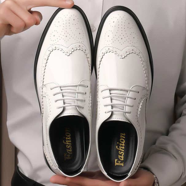 Suitable For All Seasons New Spring And Autumn Large Size Men's Brogue Carved Leather Korean Style Lace-up Fashion Trend Shoes_vogvips.com