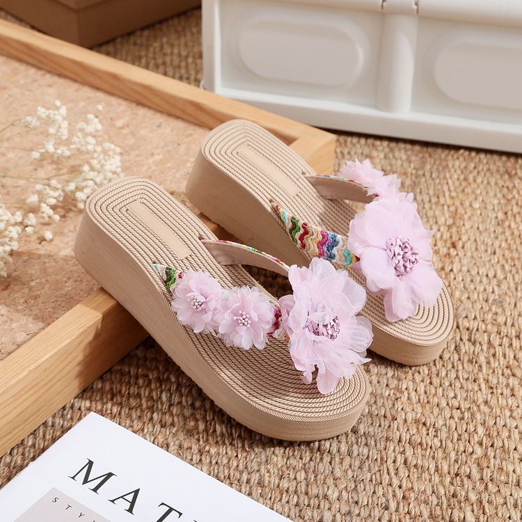 Women’s Shoes Sole Cross Strap Straw Woven Women's Slippers Sandals Thick Sole Wedge Heel Ethnic Customs Travel_vogvips.com