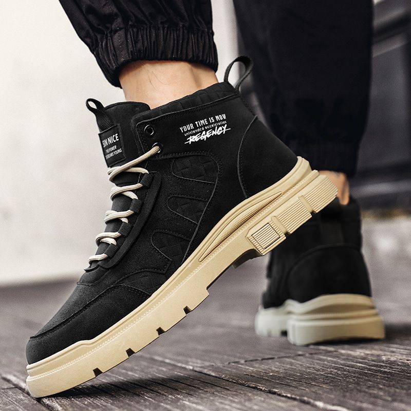 Men's Martin Autumn Winter British Style Workwear High-top Casual Yellow Boots Trendy_vogvips.com