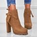 Women's Shoes Boots Martin Boots Women's Short Boots Autumn And Winter British Style Spot High Heels Suede Boots Brown Bow High Heels Women's Shoes_vogvips.com