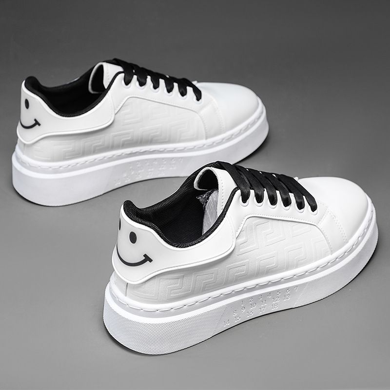 New Board Shoes Breathable White Casual Shoes Lace-up Board Shoes Platform Shoes_vogvips.com
