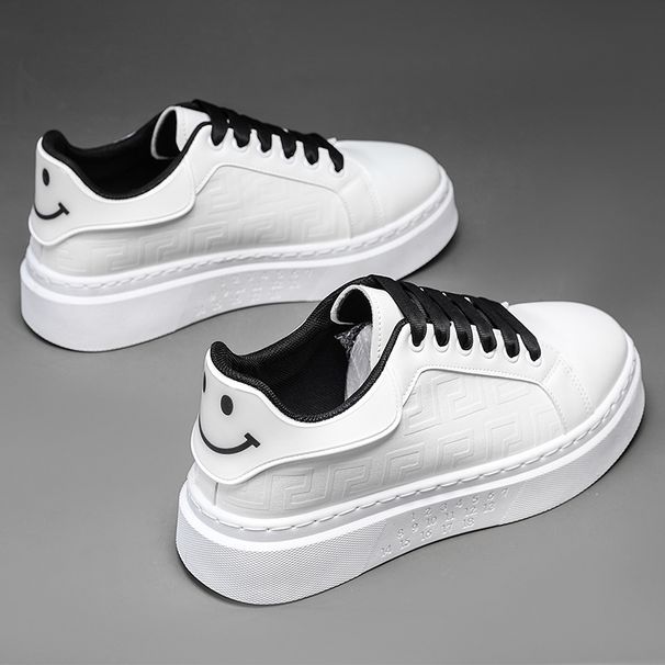 New Board Shoes Breathable White Casual Shoes Lace-up Board Shoes Platform Shoes_vogvips.com