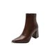 Pointed High For Women Genuine Leather Autumn Winter New Metal Toe Martin Chunky Heel Ankle Single Boots_vogvips.com