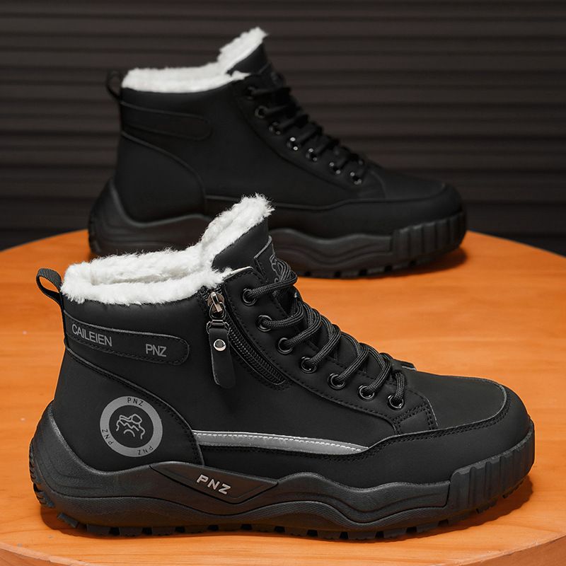 Men's Winter Fleece-Lined High-Top Martin Boots, British Retro Thick-Soled, Extra-Thick Warm Cotton Work Shoes, Ankle Bo_vogvips.com