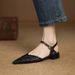 Pointed Toe Mid-Heel Shoes 2026, New French Elegant Summer Chunky Heel Sandals With Buckle And Weave, Women's Closed-Toe_vogvips.com