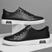 Low-top Single Shoes Round Head Comfortable Leather Surface White Shoes Often Work Business Board Shoes_vogvips.com