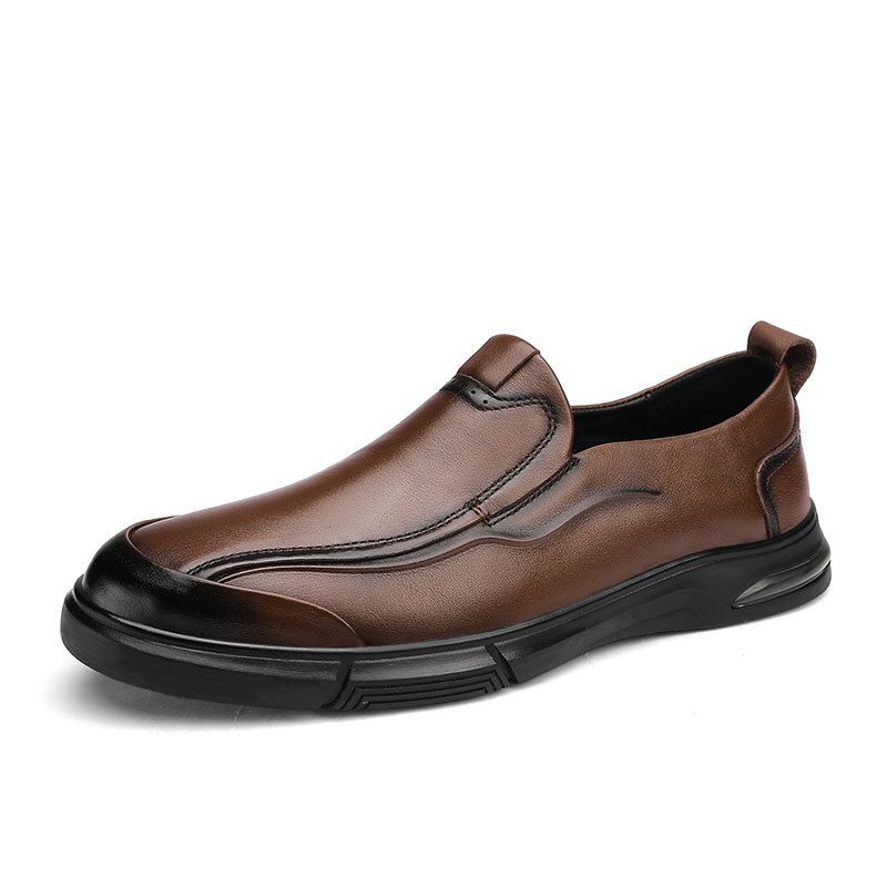 Euro Step Men's Autumn New Business Casual Shoes Genuine Leather Formal Soft Sole Breathable Non-Slip Slip-On Loafers_vogvips.com