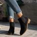 New Plus Size Women's Square Heel Suede Fashion With Side Zipper Short Boots For Women_vogvips.com