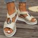 Large Size Women's Sandals Metal Buckle Decoration Rope Wedge Heel Light Bottom Fish Mouth Sandals_vogvips.com