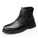 Top Martin Boots Men's, Fleece Cotton Boots Black Leather Boots High Top Shoes Wind Tooling Boots_vogvips.com