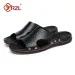 YRZL Mens Sandals PU Leather Classic Summer Soft Black Big Size Slippers Lightweight EVA Slides For Men_vogvips.com