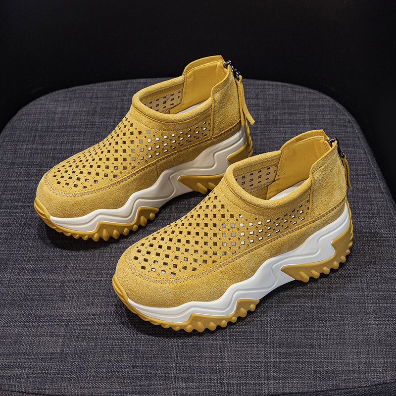 Breathable Sandals Women's Punching Sandals Casual Versatile Inner Heightening Hollow Hole Women's Shoes_vogvips.com