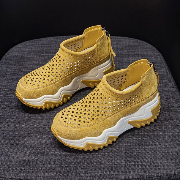 Breathable Sandals Women's Punching Sandals Casual Versatile Inner Heightening Hollow Hole Women's Shoes_vogvips.com