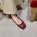 Cowhide Version~ New Square Toe Slip-On Red Flat Genuine Leather Women's Shallow Mouth Soft Sole Granny Boat Shoes_vogvips.com