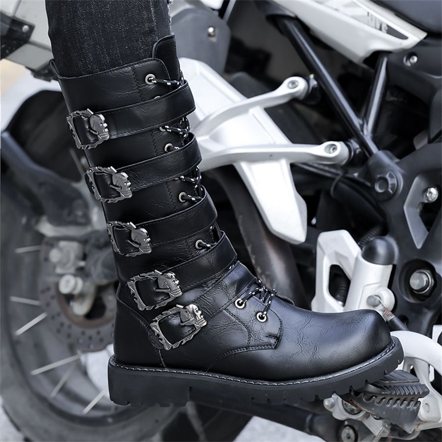 High-Top Long Boots, Big-Toe Long Tube Boots, Men's Shoes, High-Tube Rider Leather Boots_vogvips.com