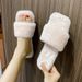 Large Size Furry For Women 2021 Autumn Winter New Flat Slide Sandals Internet Celebrity Outdoor Cotton Slippers Trendy_vogvips.com