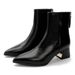 Chunky Heel Short Boots French Style Elegant High Heel Slim 2025 New Boots Brown Pointed Toe Ankle Boots Spring Autumn Single Boot_vogvips.com