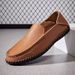 Men's Large-Size Leather Shoes, Soft-Soled, Breathable Driving Shoes, Top-Layer Cowhide Casual Slip-On Loafers_vogvips.com