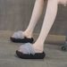 Mesh Thick-bottomed Cool Slippers Women's Casual Lace Edge Mesh Yarn Rhinestone Wearing Women's Sandals_vogvips.com
