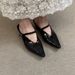 French Style Hidden Wedge Half Slippers For Women, One-Word Buckle Patent Leather Pointed Toe Single Shoes, Versatile_vogvips.com