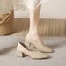 Evening Breeze Lady Single Women's 2023 New Hot Retro Commuting Soft Leather Square Toe Mid-High Heel Granny Shoes_vogvips.com