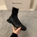 French Style Square Toe Slim Women's 2025 New Autumn Winter Shoes Loafers Short Knitted Elastic Sock Boots_vogvips.com