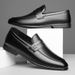 New British Style Loafers For Men, Solid Color Casual Leather Shoes, Slip-On Cowhide Fashion Trend Short Korean Version_vogvips.com