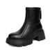 Round Toe Soft Leather Thick Sole Height Increasing Martin Boots For Women British Style 2024 New Winter Versatile Ins_vogvips.com