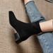 Frosted Chunky Heel Ankle For Women, New Autumn Winter Square Toe Back Zipper Martin Boots, Stretch Slim Boots_vogvips.com