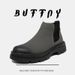 Retro Tooling Boots Thick-soled Heightened Lazy Foot-covering Martin Boots Genuine Leather Chelsea Short Boots_vogvips.com