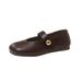 Spring Retro Versatile Round Head Flat-soled Single Shoes Soft Leather Comfortable Versatile One-word Belt Women's Shoes_vogvips.com