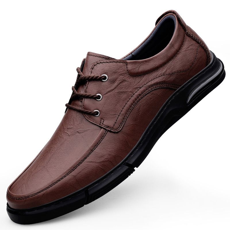 Pattern Leather Shoes Casual Men's Shoes Rubber Non-slip Leather Shoes Casual Men's Shoes_vogvips.com