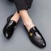 Patent Leather Glossy Pointed Toe Casual For Men Korean Style Trendy Nightclub Little Bee Formal Business Black Wedding_vogvips.com