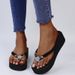 Double Toe Thick Bottom Sandals Fashion Large Size Butterfly Rhinodiamond Flat Women's Drag_vogvips.com